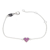 Sterling Silver CZ Heart Charm Valentines Bracelets