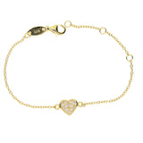 Sterling Silver CZ Heart Charm Valentines Bracelets