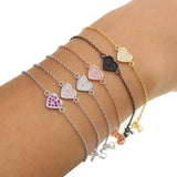 Sterling Silver CZ Heart Charm Valentines Bracelets