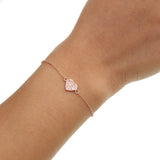 Sterling Silver CZ Heart Charm Valentines Bracelets