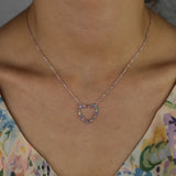 925 Silver Rainbow CZ Heart Pendant Necklace