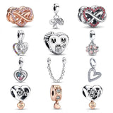 925 Silver Family Spinning Heart Globe Dangle Heart Charm Beads