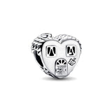 925 Silver Family Spinning Heart Globe Dangle Heart Charm Beads