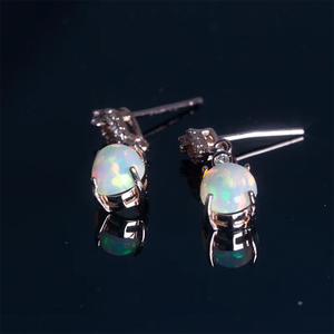 Fire Opal Earrings 925 Silver Rose Crystal Zirconia Wedding Jewelry