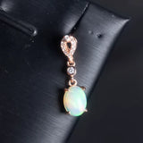 Fire Opal Earrings 925 Silver Rose Crystal Zirconia Wedding Jewelry