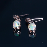 Fire Opal Earrings 925 Silver Rose Crystal Zirconia Wedding Jewelry
