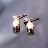 Fire Opal Earrings 925 Silver Rose Crystal Zirconia Wedding Jewelry