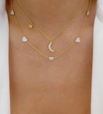 925 Sterling Silver Heart Charm Choker Necklace Set for Lover