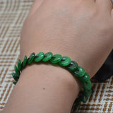 Green Stone Beads Safe Amulet Bracelet, Lucky Stone Bangle
