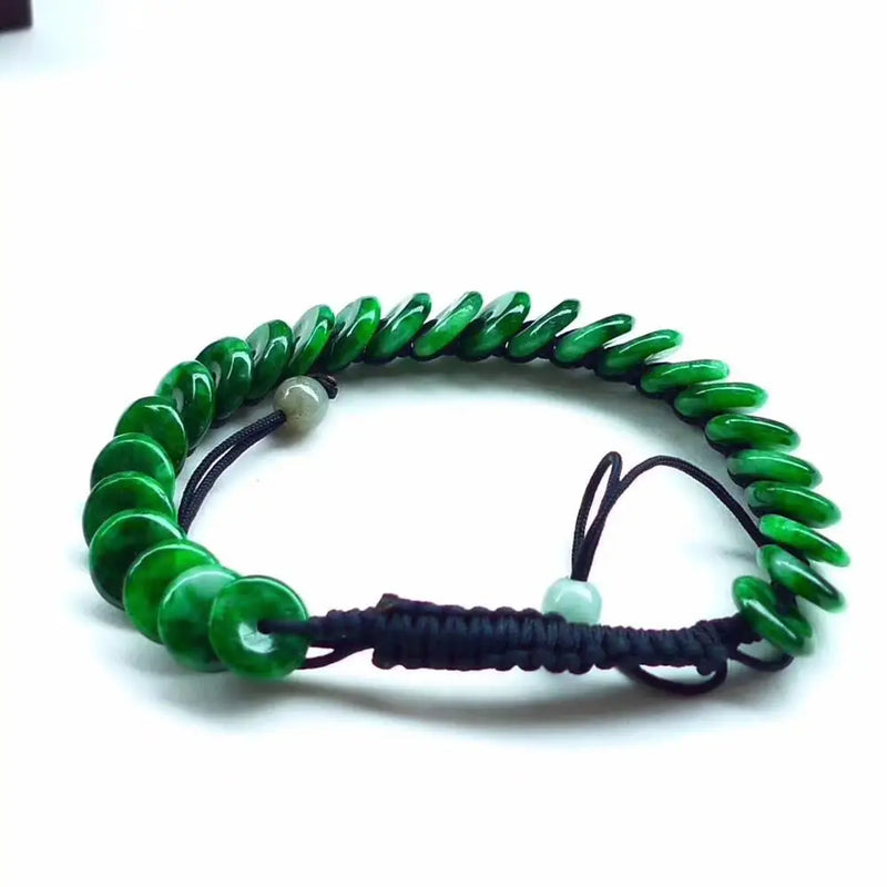 Green Stone Beads Safe Amulet Bracelet, Lucky Stone Bangle