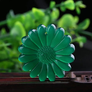 Natural Jade Sun Pendant Sunflower Pendant
