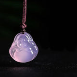 Natural Pink Jade Buddha Jewelry Set