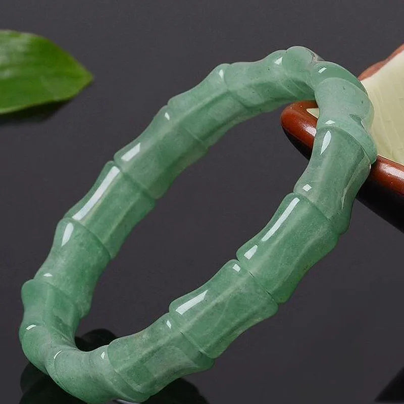 Natural Jade Carved Bamboo Bracelet Men's Gift