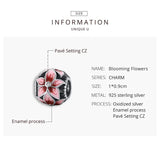 Enamel Blooming Flowers Charm Pendant 925 Sterling Silver Women Jewelry