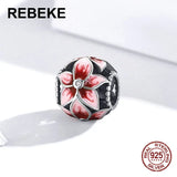 Enamel Blooming Flowers Charm Pendant 925 Sterling Silver Women Jewelry
