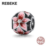 Enamel Blooming Flowers Charm Pendant 925 Sterling Silver Women Jewelry