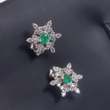 Emerald Earrings 925 Silver Platinum Heart Wedding & Birthday Jewelry