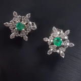 Emerald Earrings 925 Silver Platinum Heart Wedding & Birthday Jewelry