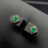 Emerald Earrings for Women - 925 Sterling Silver Platinum Plated Heart Jewelry