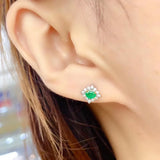 Emerald Earrings for Women - 925 Sterling Silver Platinum Plated Heart Jewelry