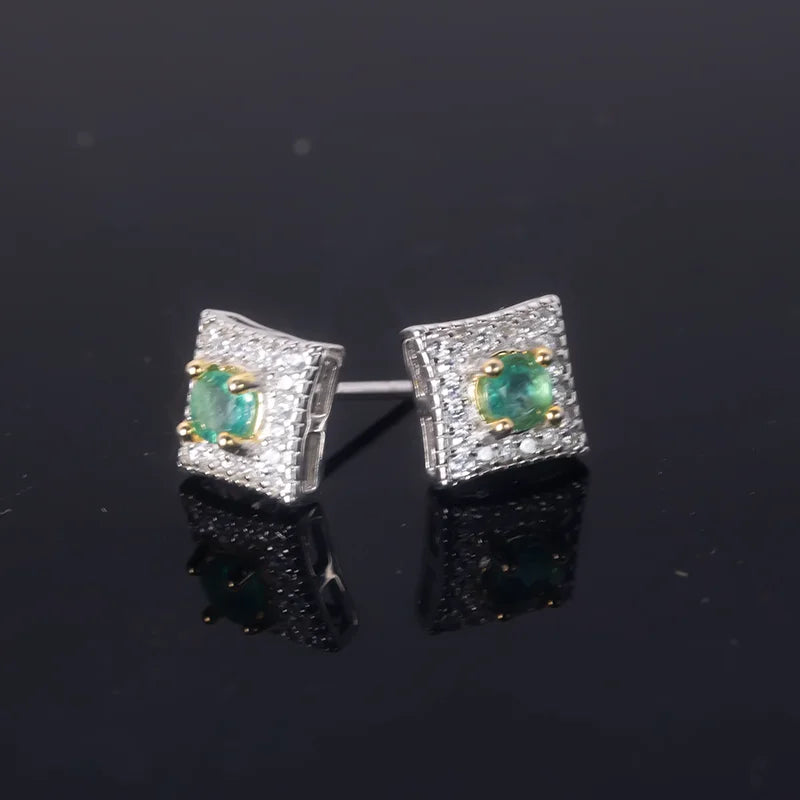 Emerald Earrings for Women Silver 925 Sterling Platinum Heart Wedding&Birthday
