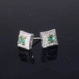 Emerald Earrings for Women Silver 925 Sterling Platinum Heart Wedding&Birthday