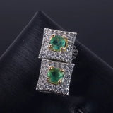 Emerald Earrings for Women Silver 925 Sterling Platinum Heart Wedding&Birthday