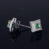 Emerald Earrings for Women Silver 925 Sterling Platinum Heart Wedding&Birthday