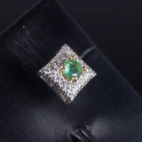 Emerald Earrings for Women Silver 925 Sterling Platinum Heart Wedding&Birthday