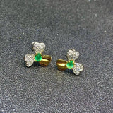 Emerald Earrings 925 Sterling Silver Platinum Plated Heart Jewelry