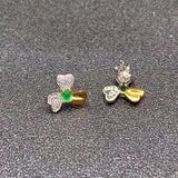 Emerald Earrings 925 Sterling Silver Platinum Plated Heart Jewelry