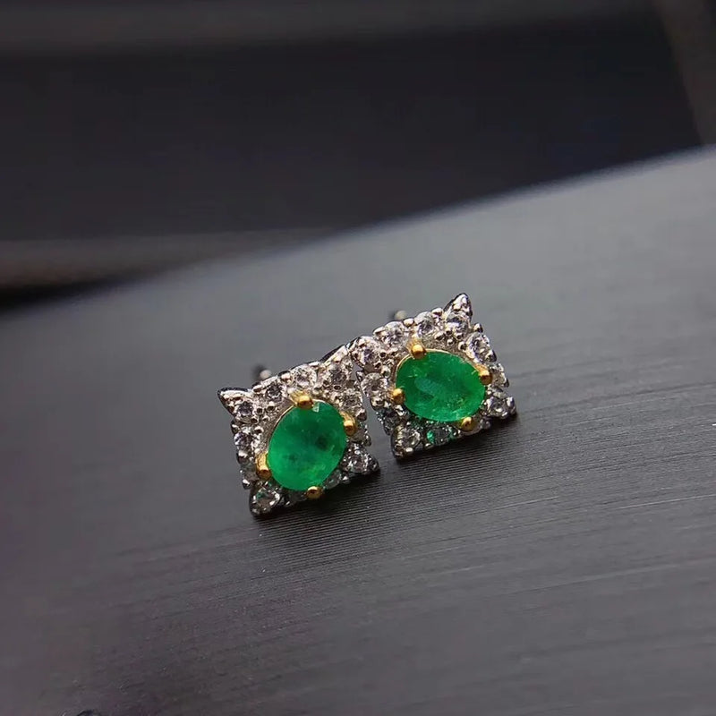 Emerald Earrings for Women - 925 Sterling Silver Platinum Plated Heart Jewelry