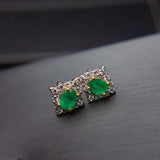 Emerald Earrings for Women - 925 Sterling Silver Platinum Plated Heart Jewelry