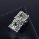 Emerald Earrings for Women Silver 925 Sterling Platinum Heart Wedding&Birthday