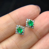 Emerald Earrings for Women - 925 Sterling Silver Platinum Plated Heart Jewelry