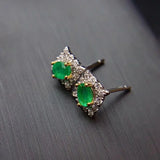 Emerald Earrings for Women - 925 Sterling Silver Platinum Plated Heart Jewelry