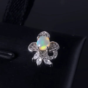 Natural Opal Earrings for Women Silver 925 Sterling Sliver Rose Heart Wedding