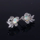 Natural Opal Earrings for Women Silver 925 Sterling Sliver Rose Heart Wedding