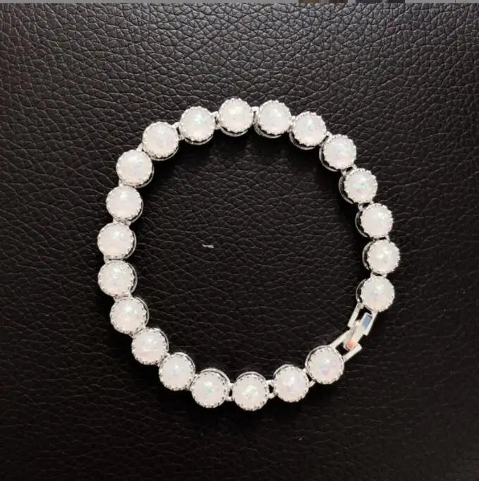 Fire Opal Bracelet Silver Plated Larger Boho Bohemia Jewelry