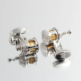 Silver Plated Fishing Reel Shirts Cufflinks