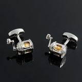 Silver Plated Fishing Reel Shirts Cufflinks
