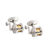 Silver Plated Fishing Reel Shirts Cufflinks