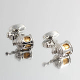 Silver Plated Fishing Reel Shirts Cufflinks