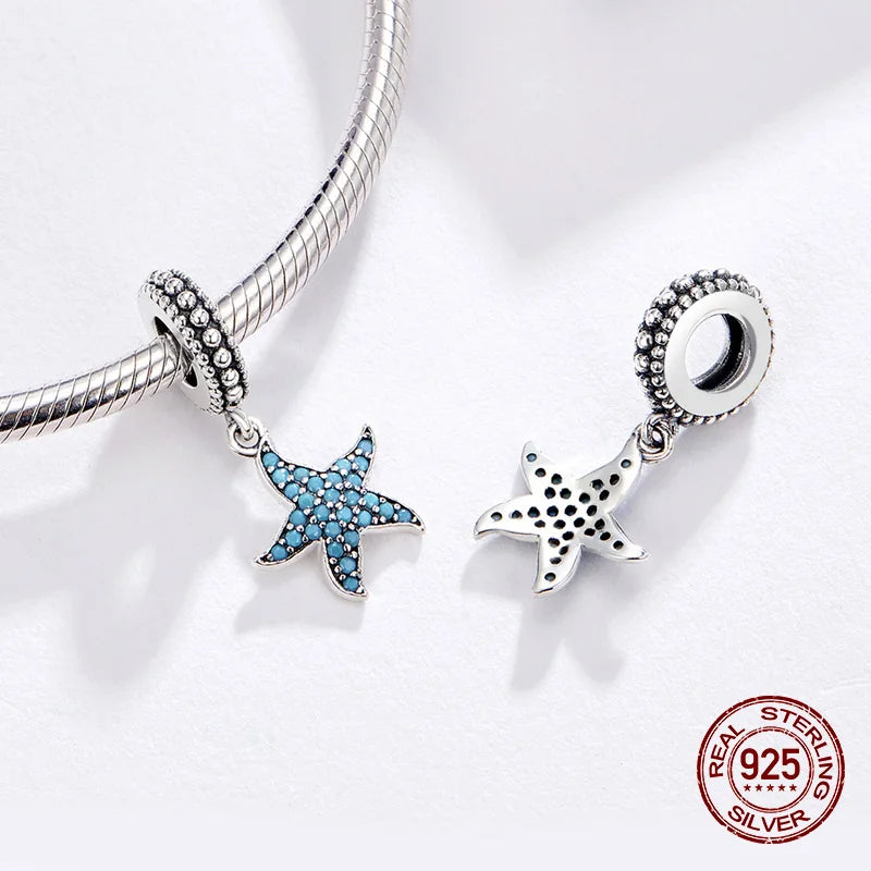 3MM Beads Bracelet Starfish Pendant 925 Sterling Silver Jewelry Charm Making