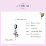 925 Sterling Silver Bird Charm Bracelet Retro Beads DIY Pendant