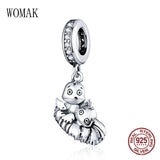 925 Sterling Silver Bird Charm Bracelet Retro Beads DIY Pendant