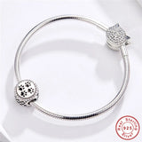 925 Sterling Silver Little Bear&Cat Footprint Charm S925