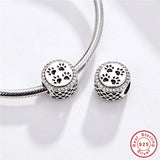 925 Sterling Silver Little Bear&Cat Footprint Charm S925