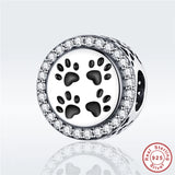 925 Sterling Silver Little Bear&Cat Footprint Charm S925