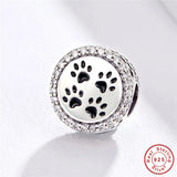 925 Sterling Silver Little Bear&Cat Footprint Charm S925